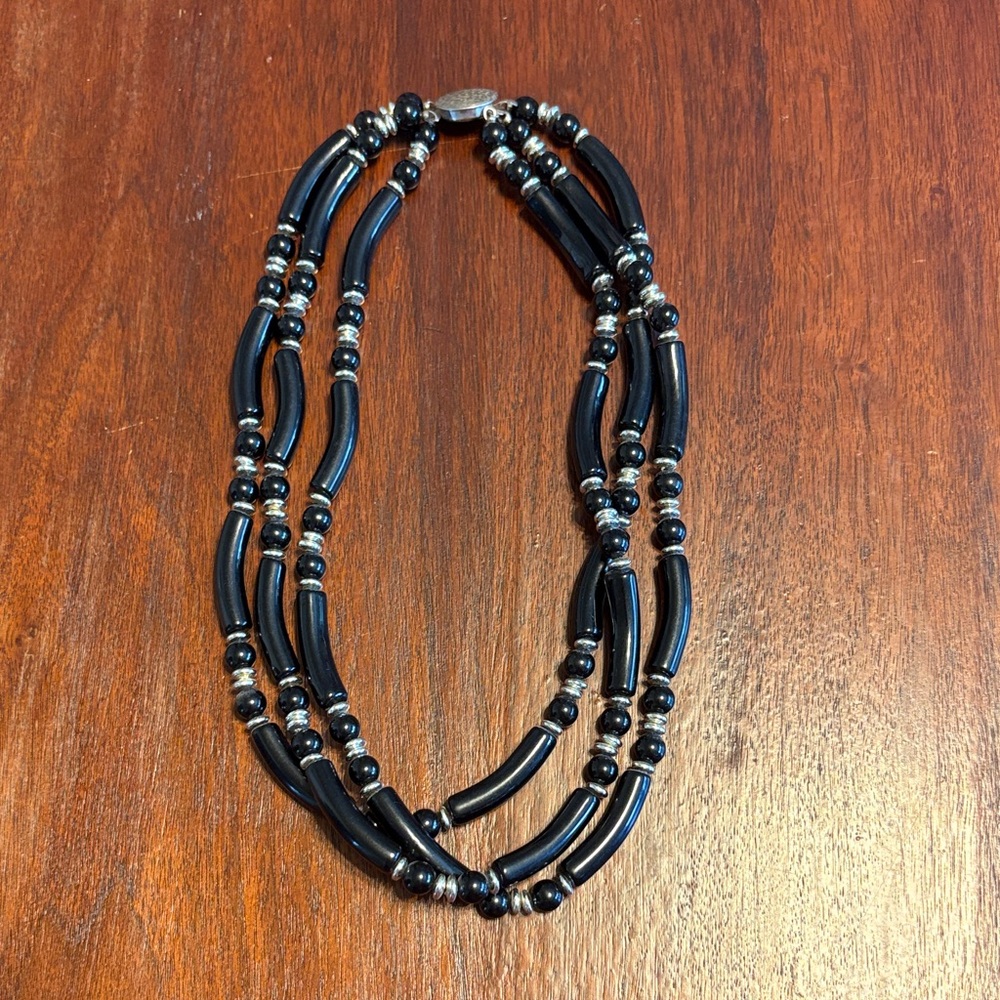 Vintage Black Beaded Necklace